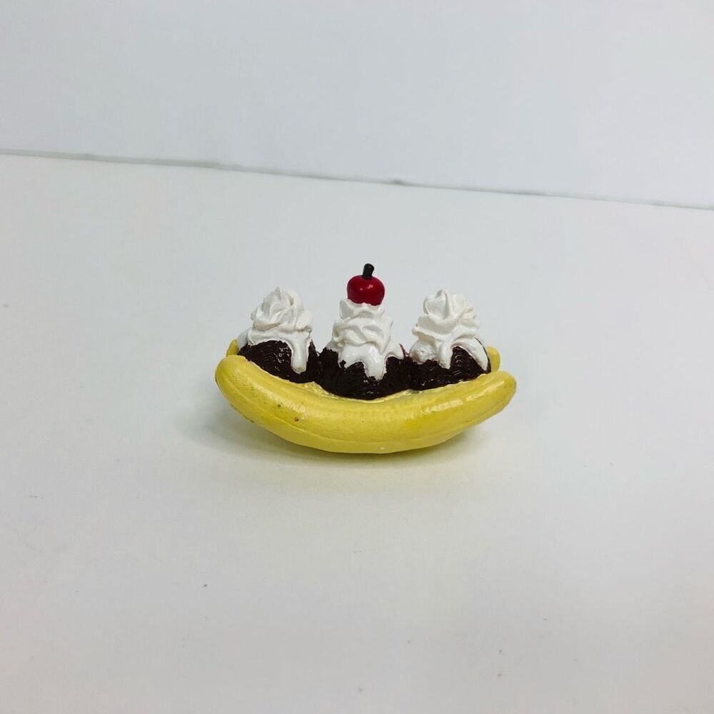 banana split miniature food doll house pvc toy almost 2‎ inch